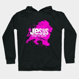 Jesus - Lion of Judah - Streetwear stencil - Pink Hoodie